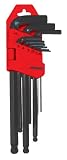 Fuller Tool 130-7509 9-Piece SAE Long Arm Hex Key Set (red)