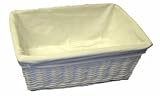 New White Wicker Storage Basket With White Lining Large