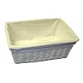 White Wicker Storage Basket With White Lining Large (E01-300L)