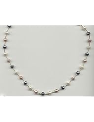 14KY 5-6mm black, white and pink freshwater pearl necklace, 17 inch