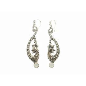 Serpent Earrings in Silver with Opal by Virgins, Saints & Angels