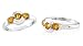Round Cut Genuine Citrine Three Stone Ring Sterling Silver