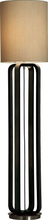 Nova 12185 Cruz Floor Lamp Dark Brown Wood mad Brushed Nickel with Tan Linen Shade