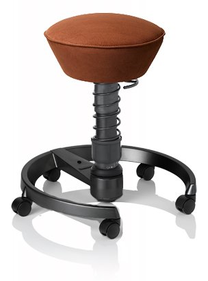 SWOPPER CLASSIC 3D-Aktiv-Bürostuhl Hocker Sitzpolster Normal, Farbe choco, Fussring mit Speedrollen, Feder MEDIUM, Basis Anthrazit, Federfarbe wie Basis (SWOP20RS)