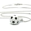 Sporty 3d Black and White Soccer Ball Charm Necklace with Crystals