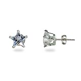 Eve's Addiction Sterling Silver Diamond Cubic Zirconia Star Stud Earrings