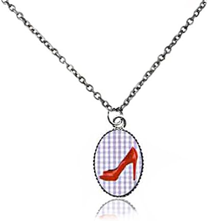 LAVISHY Pop Art Line Ruby Red High Heels Necklace - 18" Chain