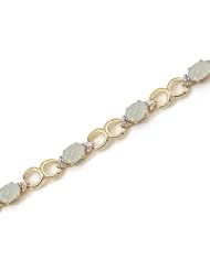 14K Yellow Gold Oval Opal and Diamond Bracelet