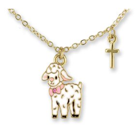Lamb Necklace w/ Cross Pendant Gift Boxed