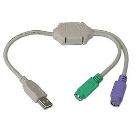 USB to Dual PS/2 Adapter, for Mouse and Keyboard (Beige)