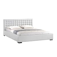 Baxton Studio Madison White Modern Bed with Upholstered Headboard, King
