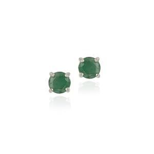 Buy Sterling Silver Genuine Emerald 6mm Round Stud Earrings - May Birthstone by SilverSpeck.com