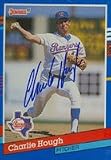 Charlie Hough, Texas Rangers, 1991 Donruss Autographed Card