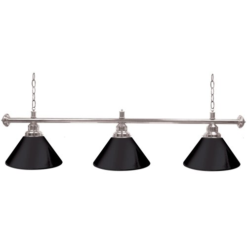  Trademark Premium 60 Inch 3 Shade Billiard Lamp Black and Silver, Black 