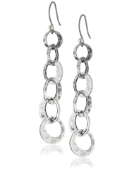 Lucky Brand Silver Hammered Link Drop Earrings