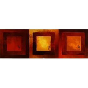 African Style Squares World Culture Framed Art Poster Print, 36x12