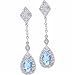 14K White Gold Pear Shape Aquamarine and Diamond Dangling Earrings