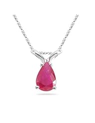 0.59 Cts of 6x4 mm AA Pear Ruby Solitaire Pendant with 14K White Gold