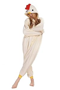 Newcosplay Polar Fleece Onesies Pajamas (S, White Chicken)