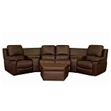 Baxton Studios - Home Theater Seating Curved Row of 4 Brown - 8802