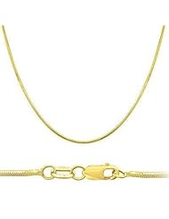 Solid 14k Yellow Gold Round Snake Chain Necklace 1mm 18"