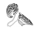 Inverted PENTAGRAM & Skulls Silver Tone PEWTER Slave RING