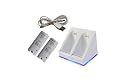 Station chargeur compatible manette Wiimote Nintendo Wii - 2 batteries rechargeables 2800 mAh - Blanc