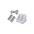 Station chargeur compatible manette Wiimote Nintendo Wii - 2 batteries rechargeables 2800 mAh - Blanc