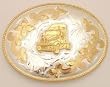 German Silver Truck Tractor Western Belt Buckle  5" x 3-3/4"