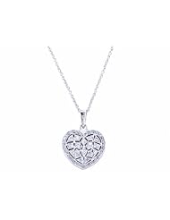 Sterling Silver CZ Heart Necklace