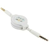 PCMICROSTORE Brand 31 Inch Retactable 3.5mm Male to 3.5mm Male Stereo Gold Connector Cable for Apple iPhone / iPod / Touch / MP3