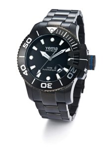 Yema - Montre Homme Acier Noir Sport - YMHF0303 - Sous Marine - Automatique Analogique - Chronographe - Bracelet Acier Noir