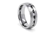Titanium Ring with 9 CZ in Black/White 8mm