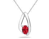 Ruby Loop Pendant Necklace 10K White Gold