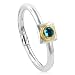 Sterling Silver 18K Gold Plain Cable Bangle w/Blue Topaz