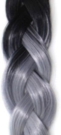 Stepupgirl 1 Piece 24 Inch Black to Light Gray Ombre Color Synthetic Big Afrika Amerika Mengepang Rambut Jumbo Braid with Calendar Card