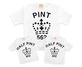 Dad & 2 Sprog Half Pint/Pint Triple T Shirt Set in White