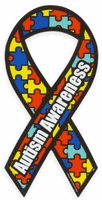 Autism Awareness Ribbon Car Magnet. Size 8"long 3 3/4"wide. Made in USA