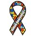 Autism Awareness Ribbon Car Magnet. Size 8"long 3 3/4"wide. Made in USA