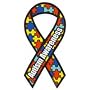 Autism Awareness Ribbon Car Magnet. Size 8"long 3 3/4"wide. Made in USA