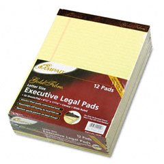 Ampad Gold Fibre 16# Watermarked Canary 8 1/2 x 11 3/4 Inch Wide Rule 50 Sheet Pads 12 Pack (20-020)