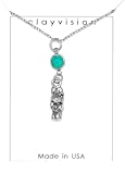 Clayvision Hula Rabbit Bunny Charm Necklace with Birthstone/Favorite Color Swarovski Crystal - Emerald/Green - May