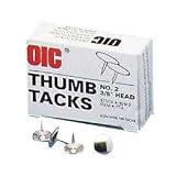 Officemate International Corp / Thumb Tacks, 3/8 Steel Heads, 100/BX / Mfg Part # 92912