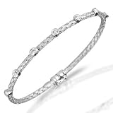 18 Kt White Gold Handwoven Mesh Bezel-Diamond Bangle