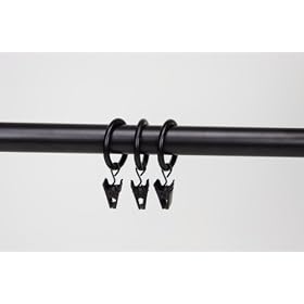 A&F Rod D�cor - 10 CURTAIN RINGS W CLIPS -1 inch , black