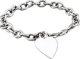 Rolo Link Heart Dangle Bracelet in 14K White Gold