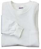Hanes Heavyweight - 100% Cotton Long Sleeve T-Shirt with Pocket White-2XL