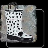 Women's Black and White Dalmatian Waterproof Rubber Rain and Garden Boots