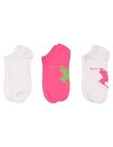 Ralph Lauren Womens Sport Socks Big Pony Pink/White 3Pack