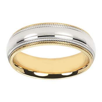 Childrens Toyshop  Jewelry : 18k Yellow Gold and Platinum Double Milgrain Men's Band, 5.5mm